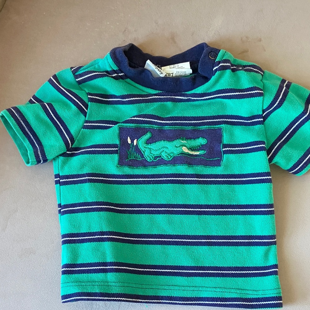 Striped Kids Shirt with Alligator Embroidery 18 mos